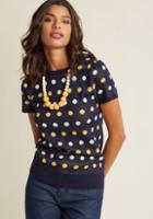 Modcloth Short-sleeved Knit Top With Dots In S