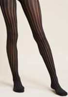 Modcloth Dancing Delight Ribbed Modal Tights In Noir In M/l