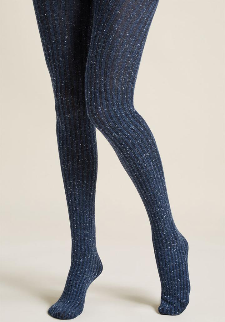 Modcloth Warm Wonderland Knit Tights In Navy In M/l