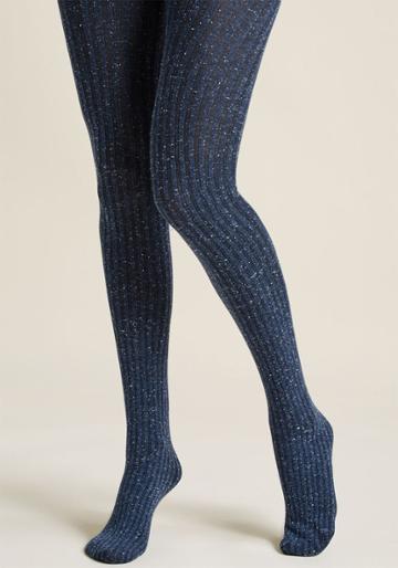 Modcloth Warm Wonderland Knit Tights In Navy In M/l