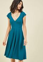 Modcloth Name The Date A-line Dress In Teal In S