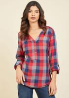  At Henley Rate Plaid Top In Red In Xxs