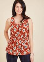 Modcloth Lively Workplace Sleeveless Top In Brick Floral