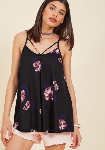 Modcloth As Far As You're Concert Tank Top In Black Bloom In Xs