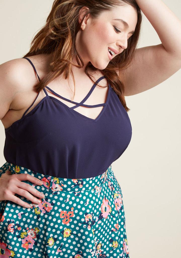 Modcloth Transition Accomplished Tank Top In Navy In 2x