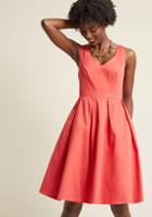 Modcloth Timeless Pleated A-line Dress In Poppy In 3x