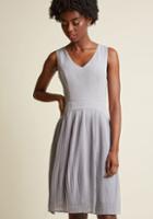 Modcloth Drop Waist Pleated A-line Dress In Stone