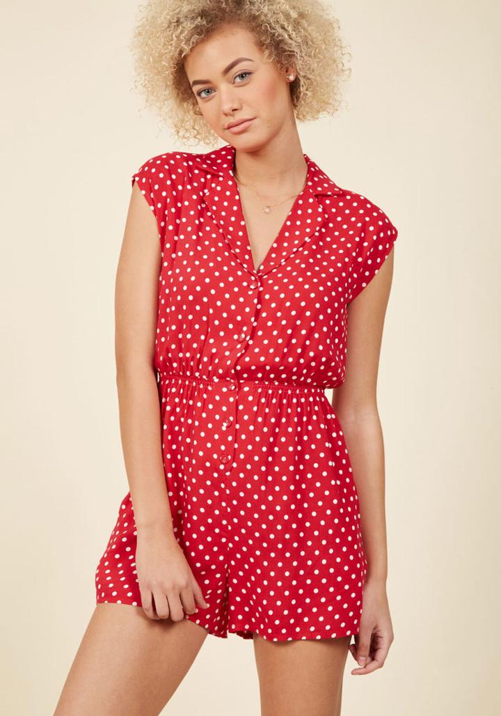  Read It And Steep Romper In Red Polka Dot In S
