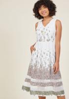 Modcloth Groove Of Gratitude Floral Midi Dress In S