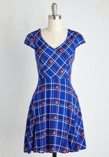 Yellowstar Work This Way Dress In Cobalt Plaid