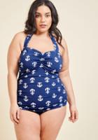  Bathing Beauty One-piece Swimsuit In Navy Anchors - 16-34 In 18