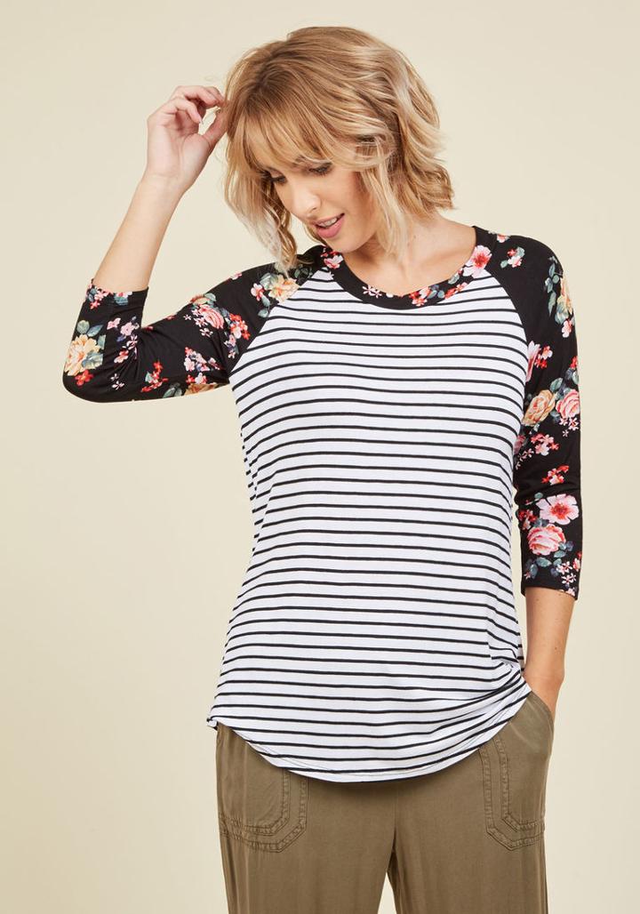 Modcloth Swing, Pattern, Pattern Top In Black Stripes