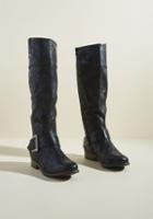 Modcloth Boldly Buckled Knee High Boot In Black In 9