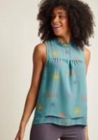 Modcloth Chiffon Blouse With Ruffle Neckline In Xl