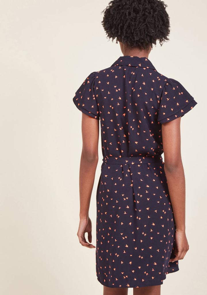 Modcloth Flutter Sleeve Collared Shirt Dress In 4x