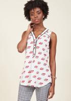 Modcloth Cafe Au Soleil Sleeveless Top In Telephones In L