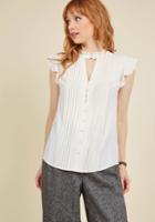 Modcloth Zeal Studies Button-up Top In White In Xl