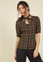 Modcloth Scholar And Tie Plaid Top In Xl
