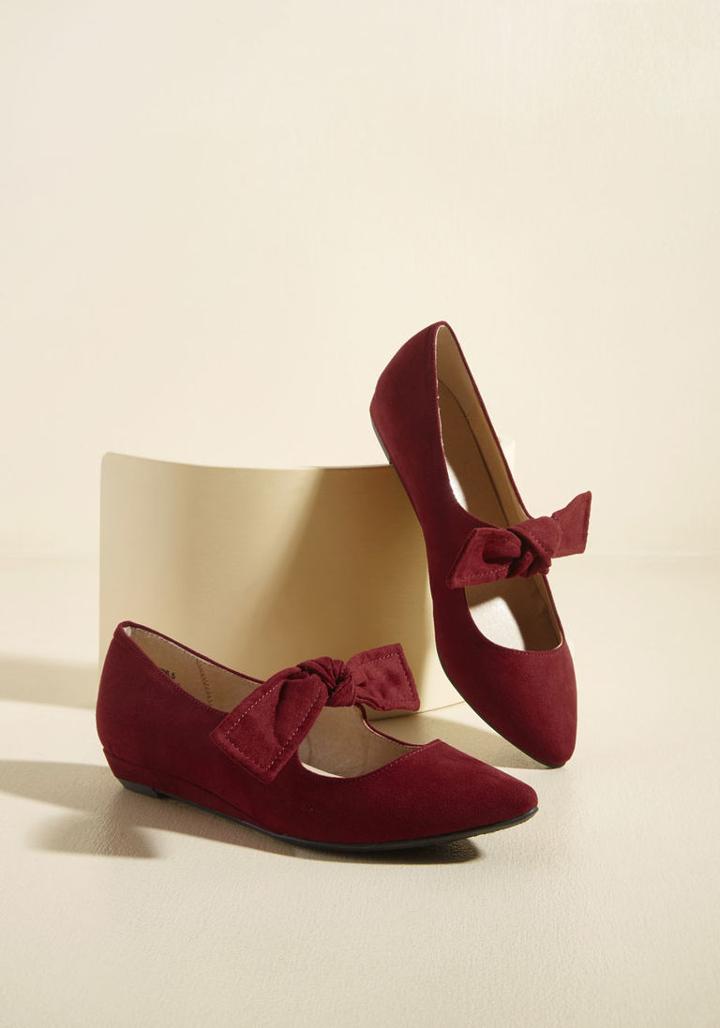 Modcloth Preferred Verve Mary Jane Sliver Wedge In Wine In 6.5