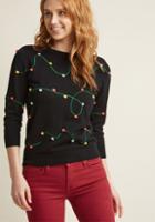 Modcloth Holiday Lights Knit Sweater In L