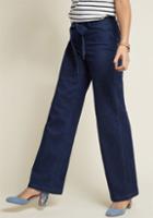 Modcloth Enjoyment Awaits Wide-leg Denim Pants In S