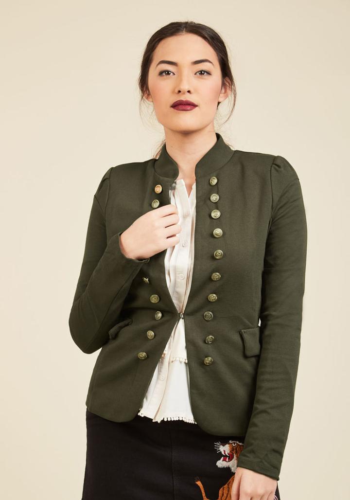 Modcloth I Glam Hardly Believe It Jacket In Olive