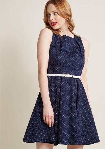 Closetlondon Closet London Come Into Bloomsbury A-line Dress In Dots In 16 (uk)