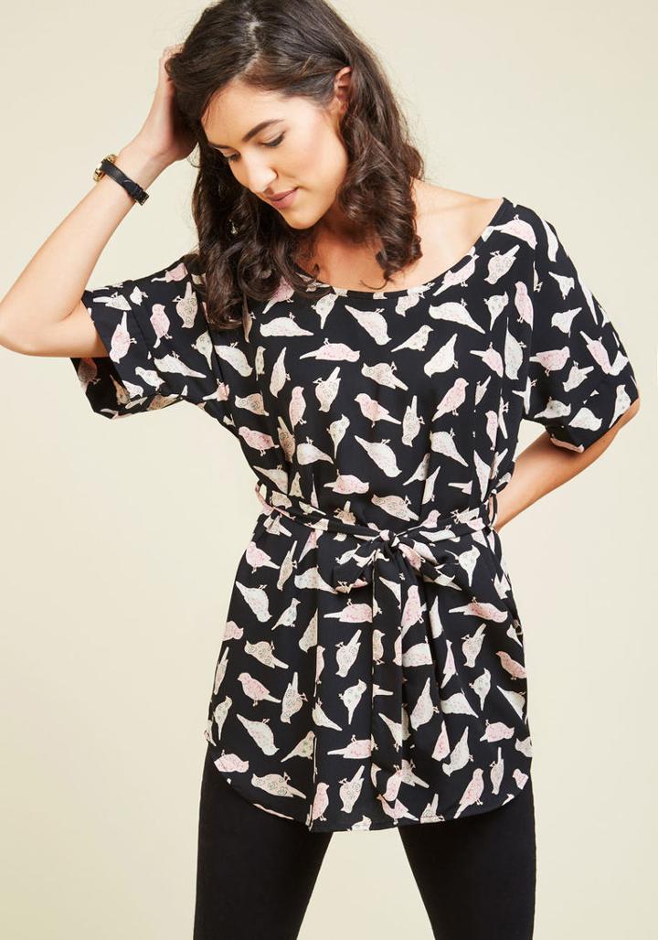 Modcloth Medium Format Memory Tunic In Lovely Birds