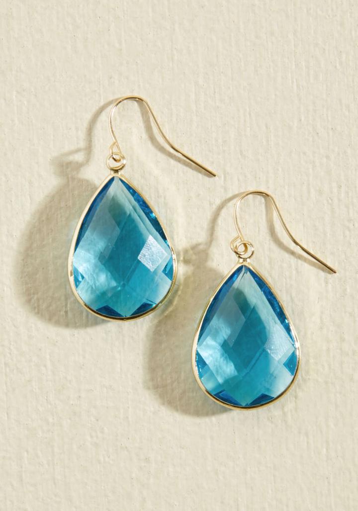 Modcloth Receiving Drop Honors Earrings In Lagoon