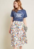 Modcloth Woven A-line Skirt With Pockets In Rainbow Pinwheels In Xs