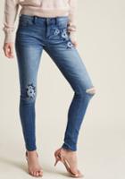 Modcloth Stitch I May Embroidered Skinny Jeans In 9