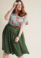 Modcloth Breathtaking Tiger Lilies Midi Skirt In Stem Green In S