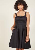 Modcloth Pull Up A Cherry A-line Dress In Noir In 3x