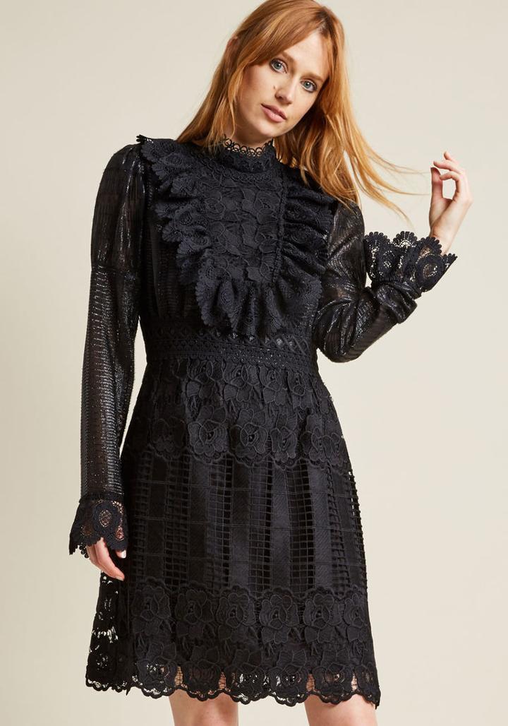 Annasui Anna Sui Lavish Lines Long Sleeve Dress In 2