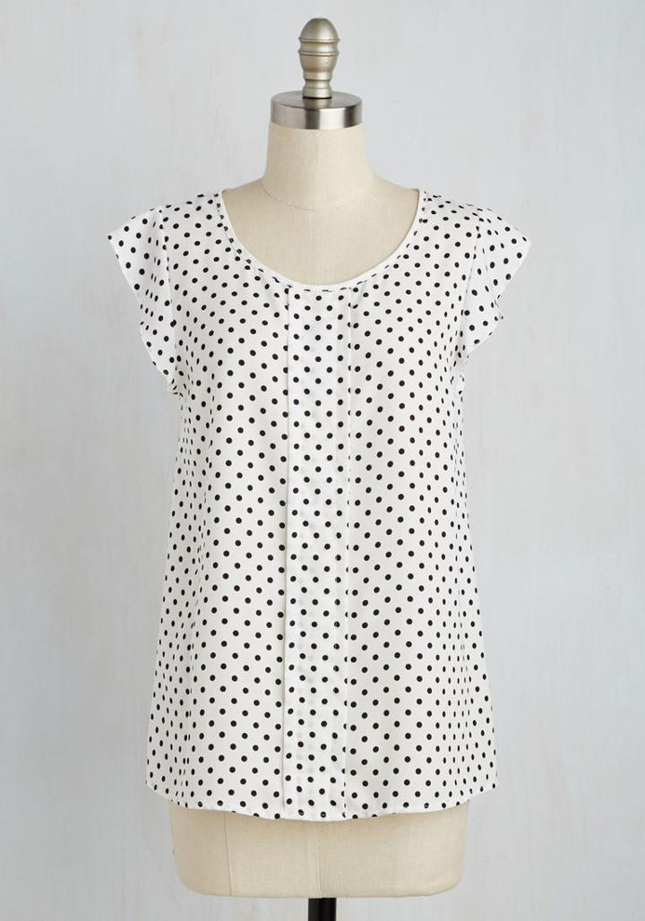 Modcloth Star Of The Seminar Top In Dots In 1x