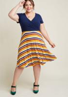 Modcloth Botanical Breakfast A-line Dress In Throwback Stripes In S
