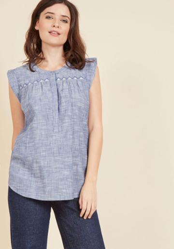 Matatraders Cotton The Act Chambray Top In S