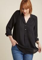 Modcloth Pam Breeze-ly Long Sleeve Tunic In Black In 2x