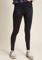 Modcloth Heed Your Warming Fleece-lined Leggings In Black Damask In S/m