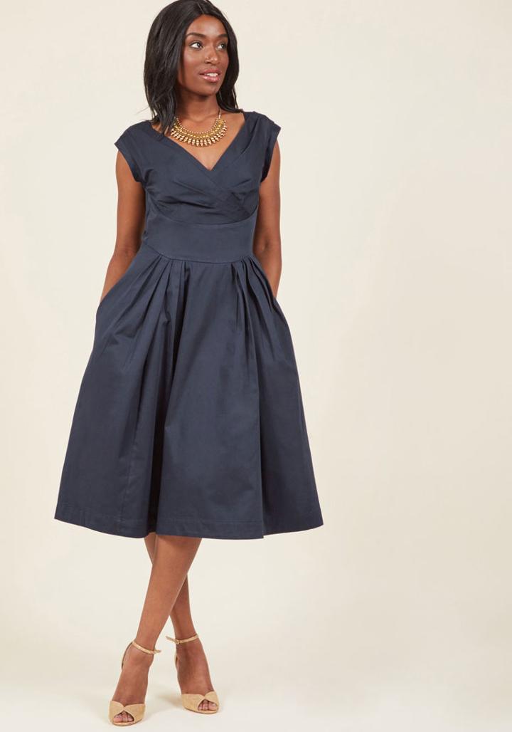 Emilyandfin Emily And Fin Keener Postures Midi Dress In Navy