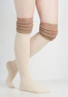 Lookbym Knittin' Pretty Thigh Highs In Ivory And Taupe