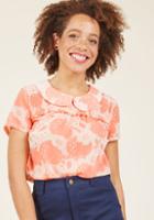 Modcloth Short-sleeved Peter Pan Collar Top In Pink In L