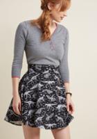 Modcloth Playful Feeling Glow-in-the-dark Skirt In Dinos In L