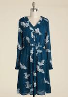  Archivist Apprentice Long Sleeve Dress In Cranes In Xs