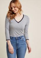 Modcloth Go The Extra Style 3/4 Sleeve Top In Grey In Xxs