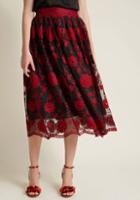 Modcloth Embracing Embroidery Floral Midi Skirt In Xxl