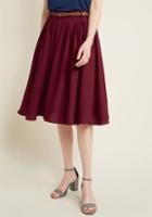 Modcloth Breathtaking Tiger Lilies Midi Skirt In Burgundy In Xs