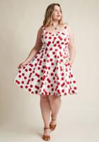 Modcloth Pull Up A Cherry A-line Dress In White In S