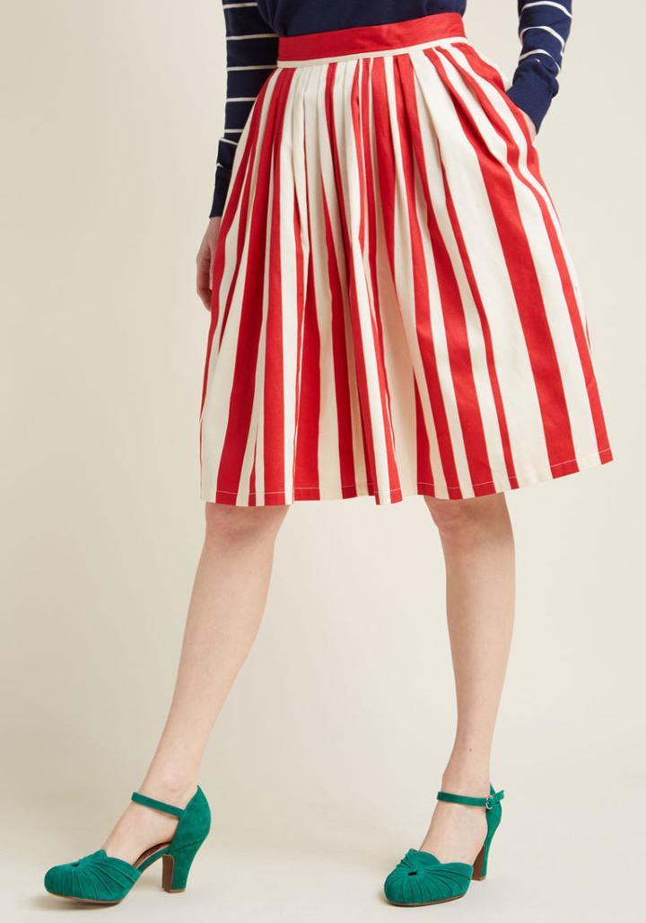 Modcloth Introducing Interest Cotton A-line Skirt In S