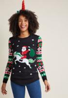 Modcloth Season's Pleasings Sweater And Headband Set In Unicorn In M